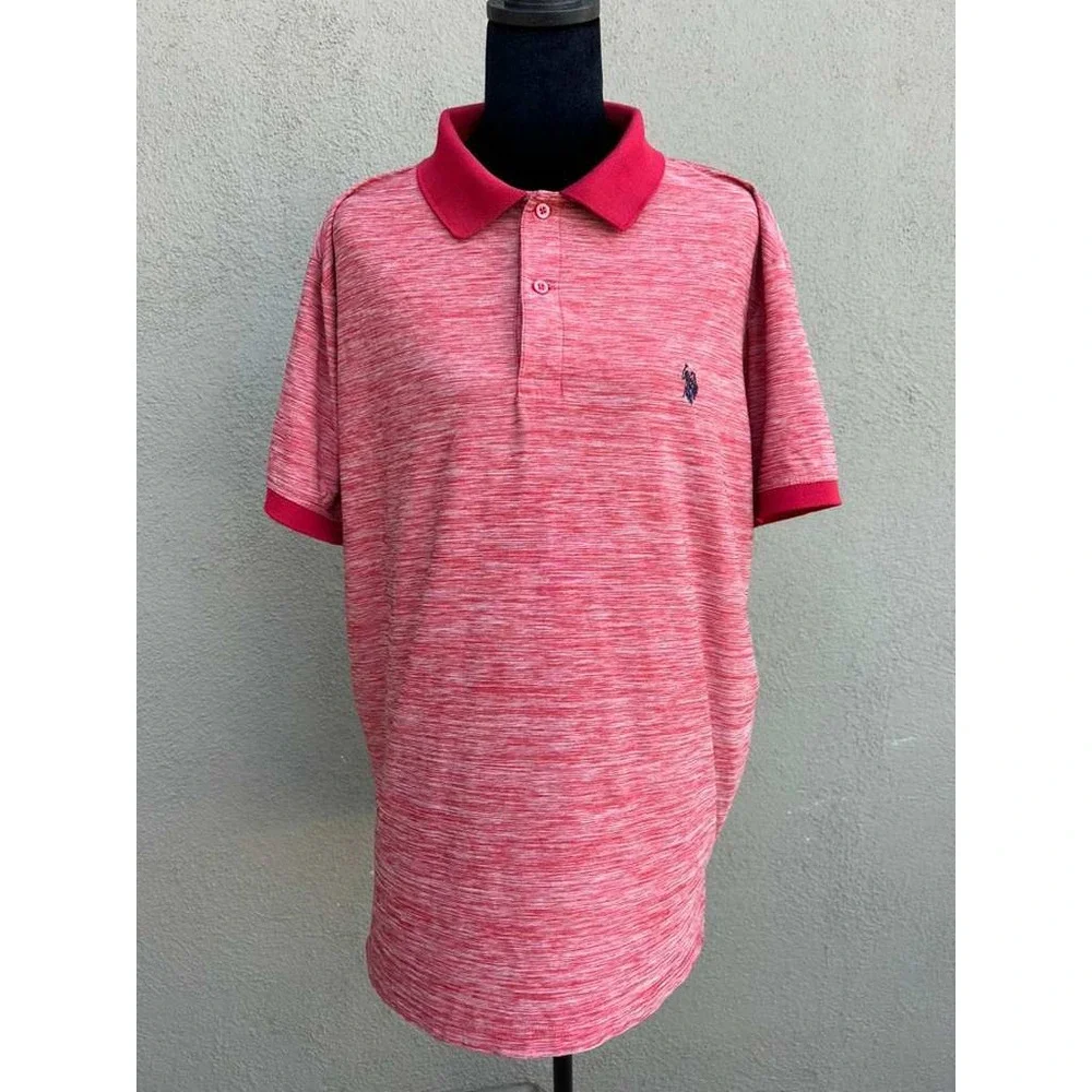 US Polo Assn Mens Polo Shirt Red Space Dye Short Sleeve L 11‎ 8028 47